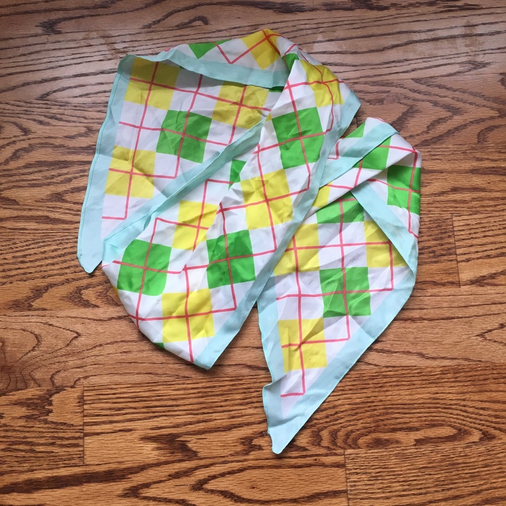 J.CREW Pastel Blue White Argyle Polyester Scarf